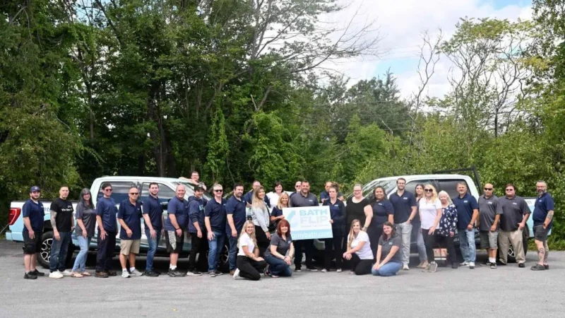 The full Bath Flip team gathered together, showcasing their teamwork and professionalism.