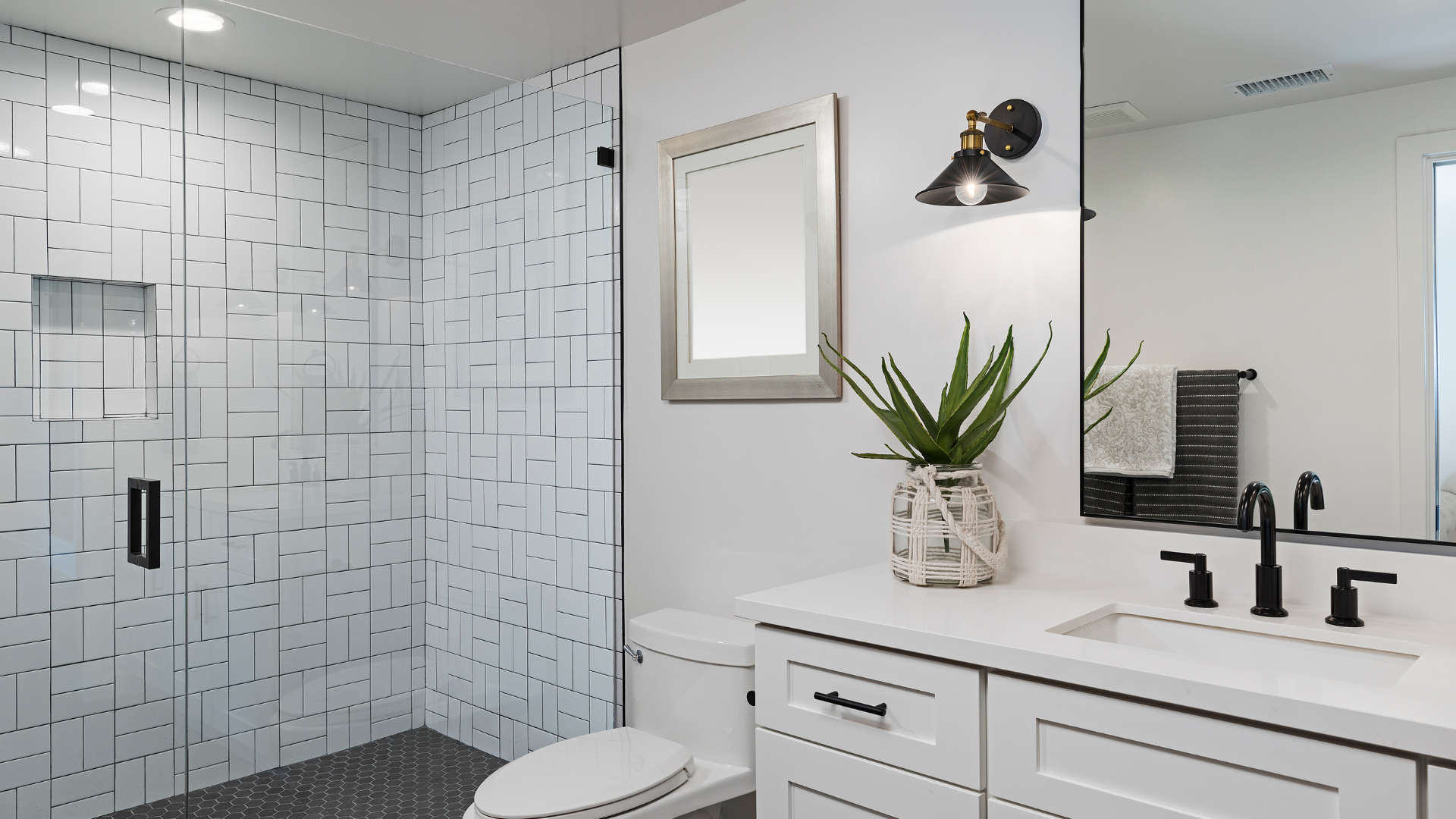 Promotional banner for Bath Flip's bathroom remodeling services with a modern aesthetic.
