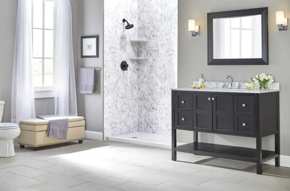 luxury bathroom remodel with walk-in shower and modern vanity